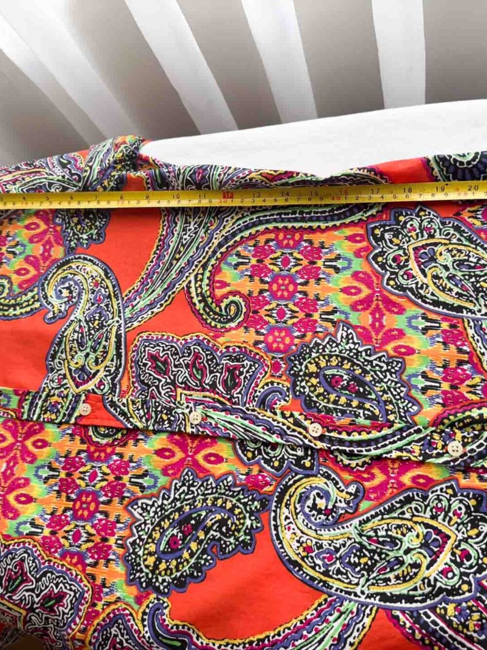 Lauren Ralph Lauren Paisley Shirt Women’s M Orange Multicolor Cotton Button Up - Picture 13 of 15